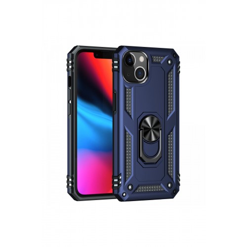 Newface iPhone 13 Kılıf Sofya Yüzüklü Silikon Kapak - Lacivert