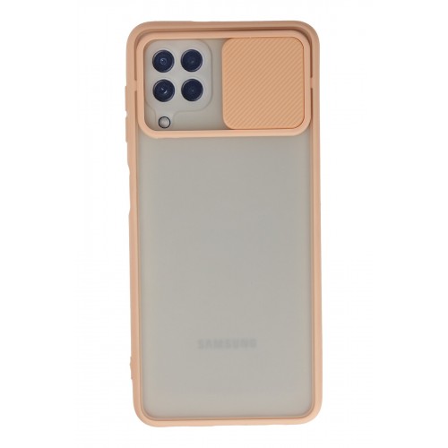 Newface Samsung Galaxy A22 Kılıf Palm Buzlu Kamera Sürgülü Silikon - Pembe