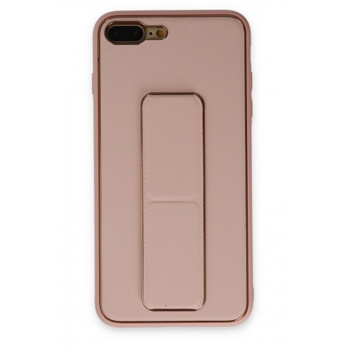 Newface iPhone 8 Plus Kılıf Coco Deri Standlı Kapak - Pembe