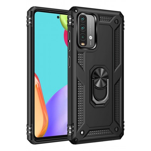 Newface Xiaomi Redmi 9T Kılıf Sofya Yüzüklü Silikon Kapak - Siyah