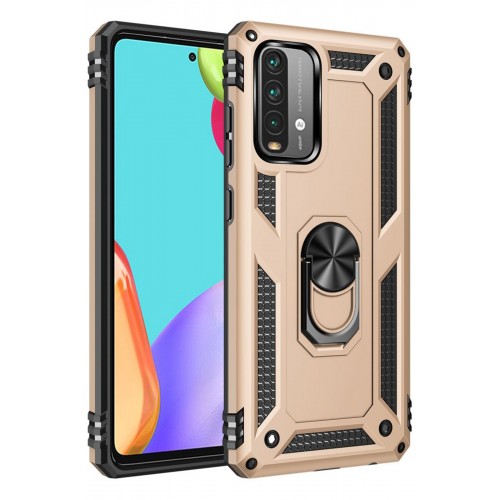 Newface Xiaomi Redmi 9T Kılıf Sofya Yüzüklü Silikon Kapak - Gold