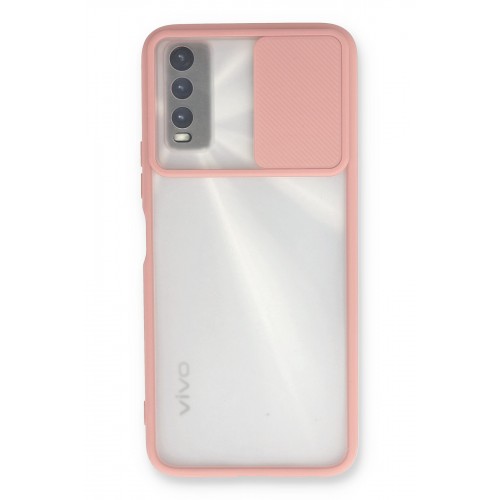 Newface Vivo Y11S Kılıf Palm Buzlu Kamera Sürgülü Silikon - Pembe