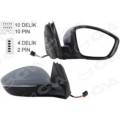 DIŞ DİKİZ AYNASI SAĞ ELEKTRİKLİ ISITMALI SİNYALLİ KATLANIR SENSÖRLÜ ASTARLI Ç.AYDINLATMALI KONVEKS 208 19- CORSA F 19- 10H10P 4H2P