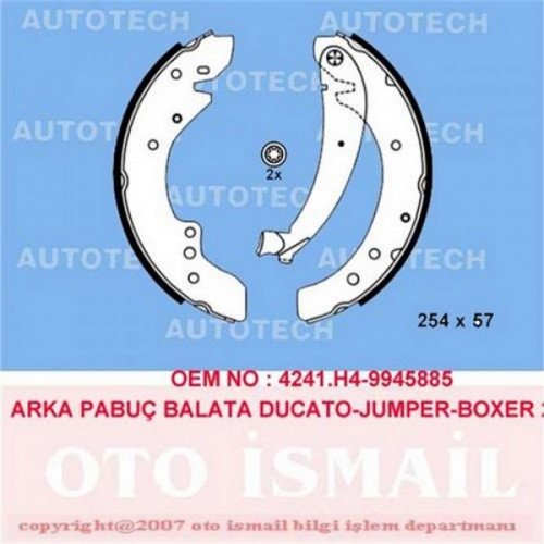 ARKA PABUÇ BALATA BOXER 94-4.02 DUCATO 94-2.02 JUMPER 94-2.02 1400kg 254x57