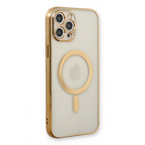 Newface iPhone 12 Pro Kılıf Magneticsafe Lazer Silikon - Gold