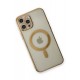 Newface iPhone 12 Pro Kılıf Magneticsafe Lazer Silikon - Gold